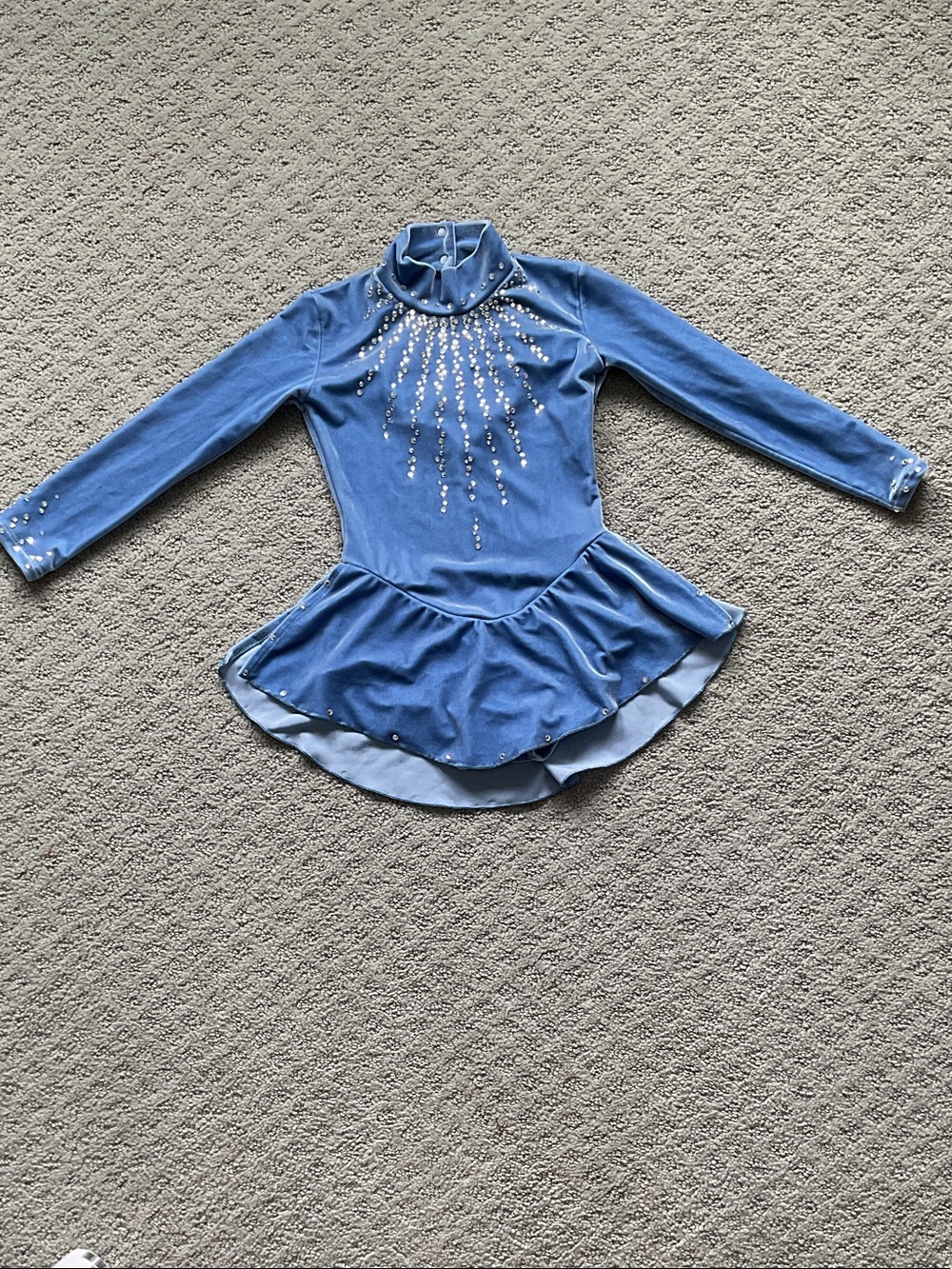 Girls Blue Rhinestone Performance Skating Dress 0448